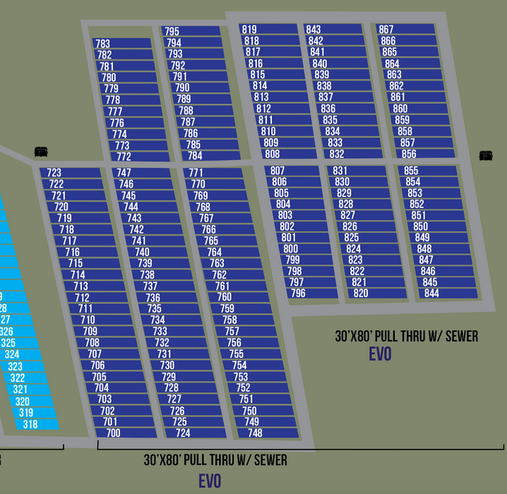 2026 EVO RV Park PULL THROUGH (30 x 80) (700 - 723)