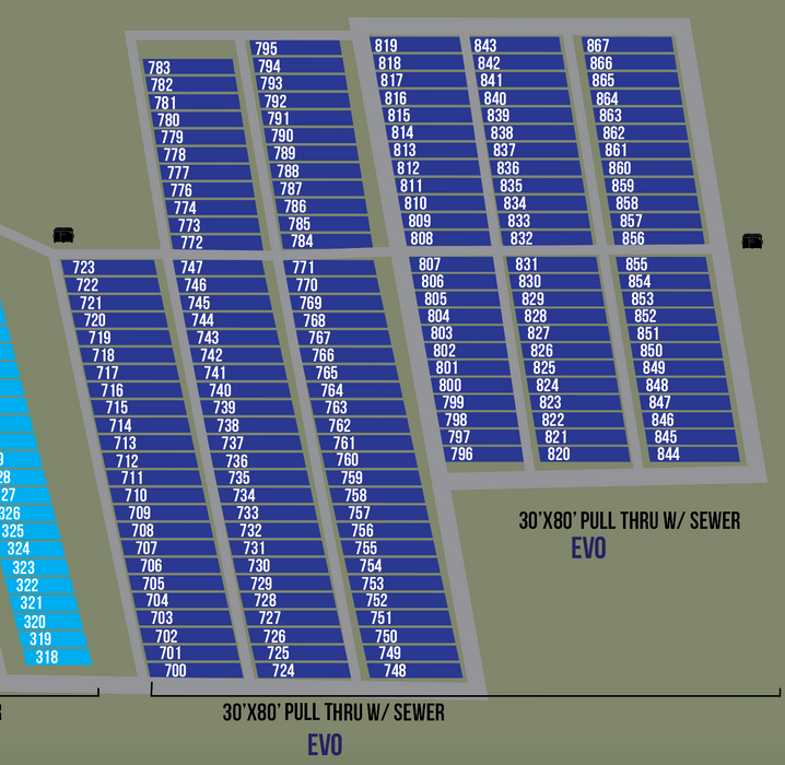 2025 EVO RV Park PULL THROUGH (700 - 723)