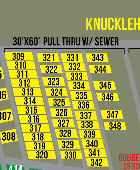 2026 Knuckle Head RV Park (300 thru 372) - PULL THRU SITES