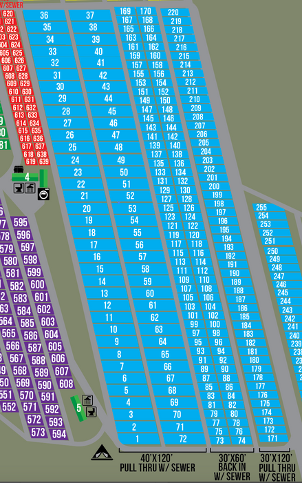 2026 Pan Head RV Park - PULL THROUGH (40 x 120)  Sites 1 - 72